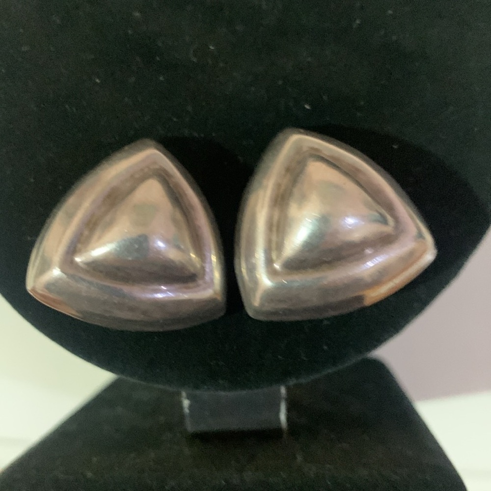 Vintage Solid Sterling Silver 925 Double Triangle… - image 2